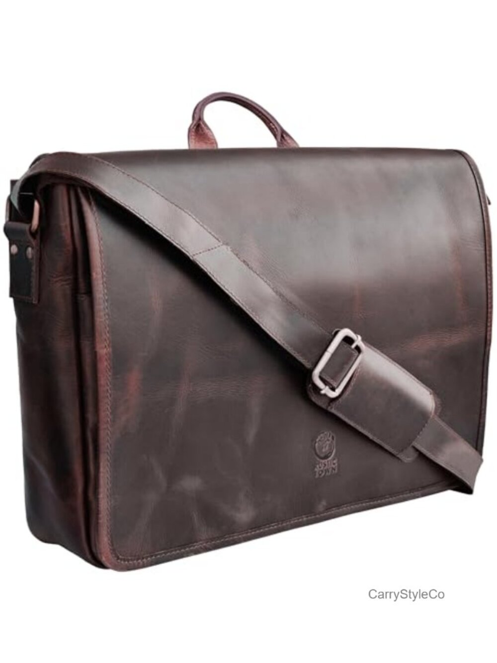 Full Grain Buffalo Leather Messenger Bag 14-Inch Laptop Satchel Padded